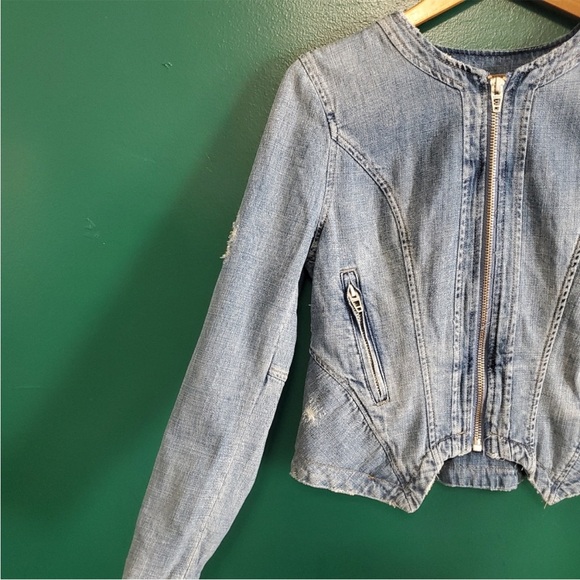 Blank NYC Moto Denim Zip Up Jacket Medium - Picture 3 of 14